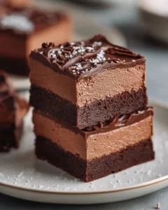 Decadent Chocolate Mousse Brownies with rich chocolate topping