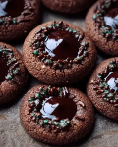 Decadent Chocolate Thumbprint Cookies filled with jam or chocolate