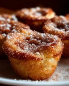 Cinnamon Sugar French Toast Muffins baked golden brown with a sweet topping