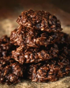 Classic chocolate no bake cookies on a plate