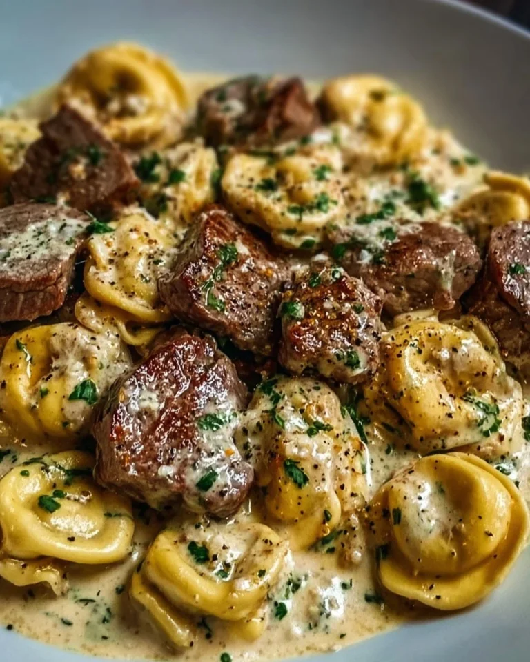 Cracked Garlic Steak Tortellini served in Creamhouse Sauce
