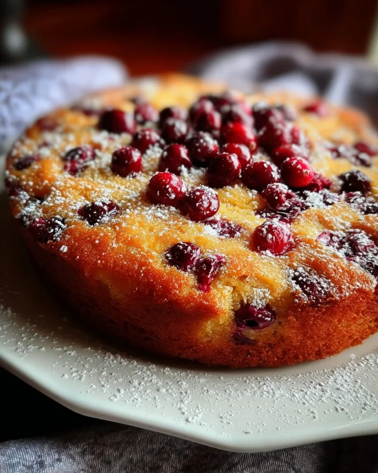 Homemade Cranberry Orange Breakfast Cake with fresh cranberries and orange zest.