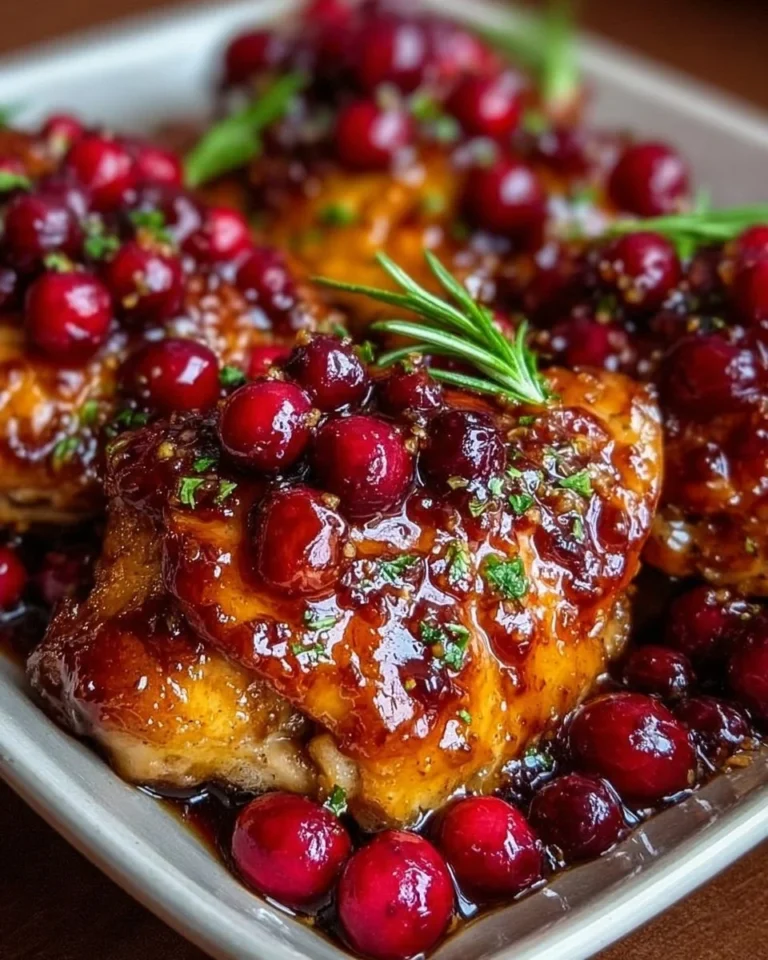 Cranberry Orange Glazed Chicken served with vibrant sauce on a plate