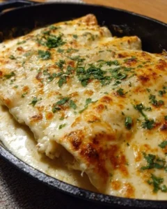 Delicious creamy white chicken enchiladas topped with cheese and fresh cilantro