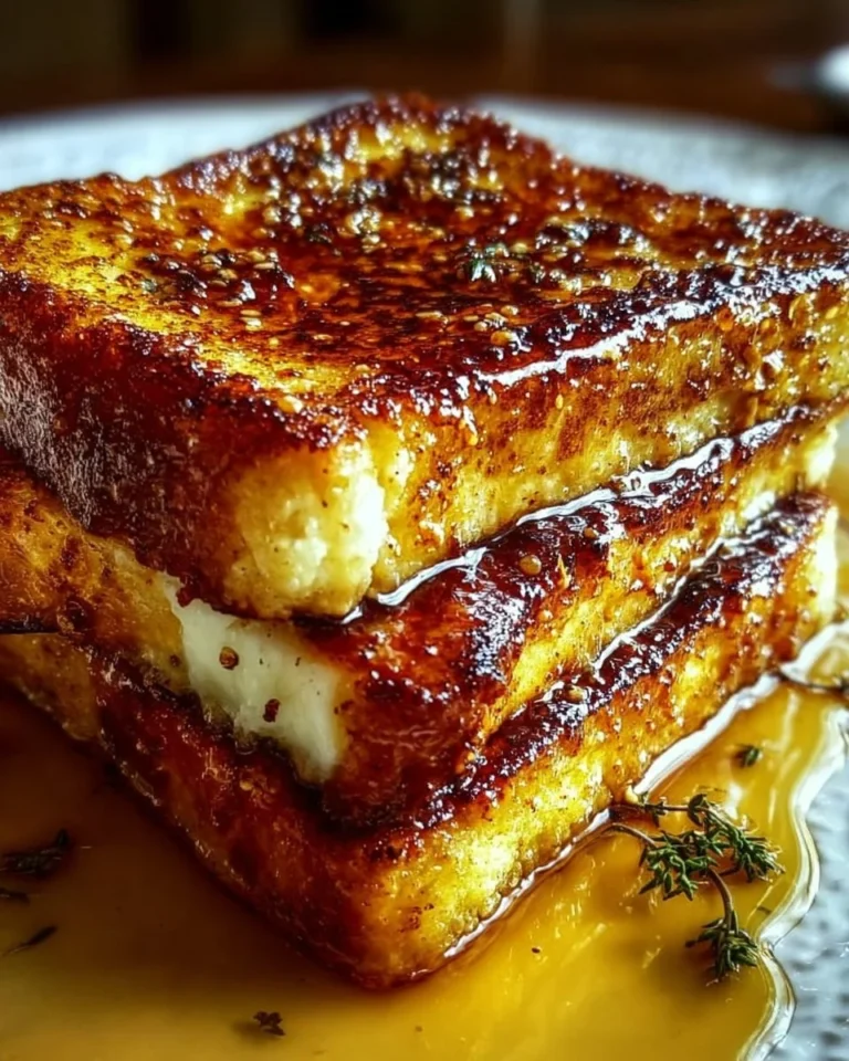 Delicious Crème Brûlée French Toast topped with caramelized sugar crust.