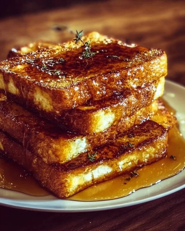 Delicious Crème Brûlée French Toast with caramelized sugar crust and fresh berries