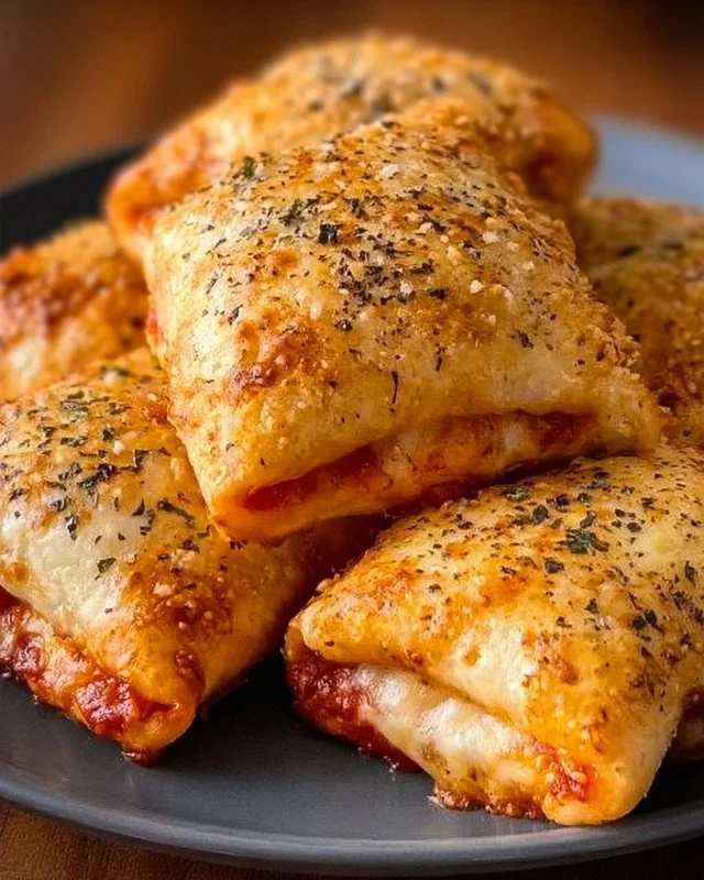 Crispy air fryer pizza rolls served on a plate