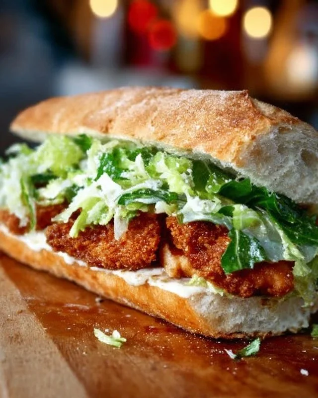 Crispy Chicken Caesar Sandwich with fresh lettuce and creamy dressing