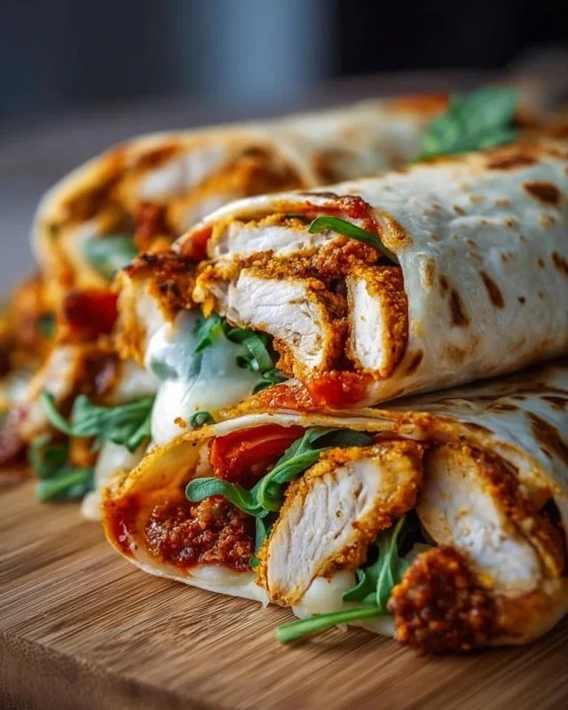 Crunchy crispy air fryer chicken wraps with mozzarella cheese