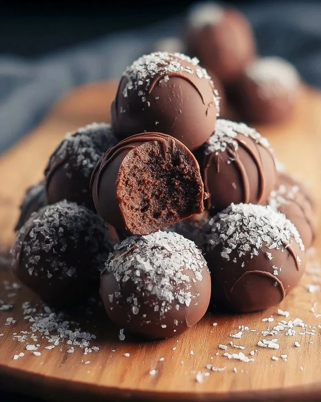 Delicious easy brownie truffles topped with chocolate sprinkles.