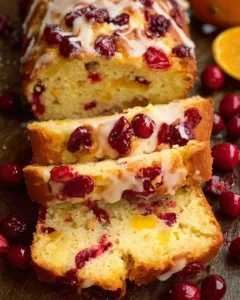 Loaf of Easy Cranberry Orange Bread fresh from the oven