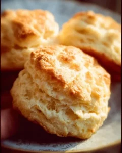 Fluffy homemade biscuits fresh out of the oven, golden brown and buttery.