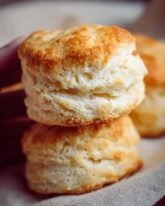 Fluffy homemade biscuits fresh out of the oven served on a plate.