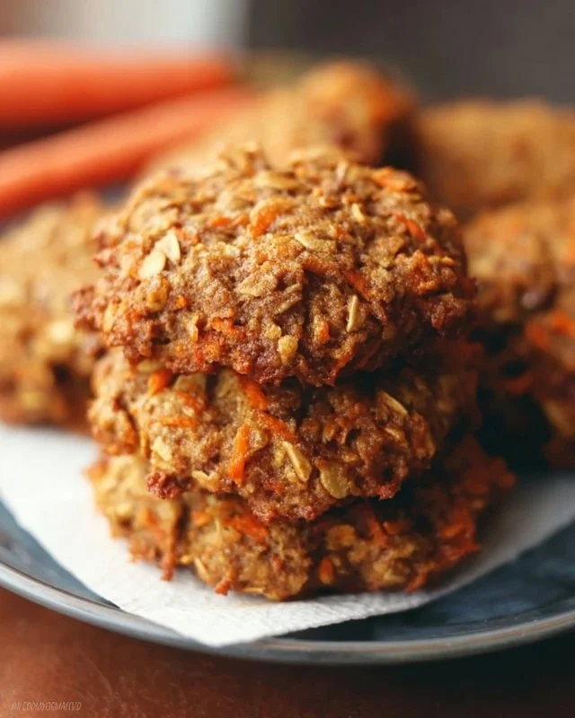 Healthy carrot cake oatmeal cookies baked with wholesome ingredients