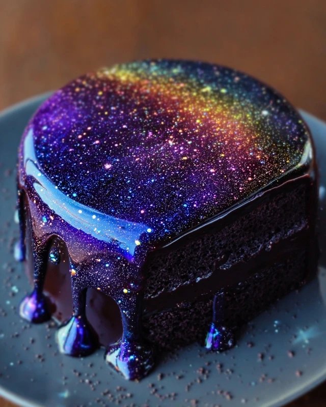 Galaxy Mirror Glaze Cake