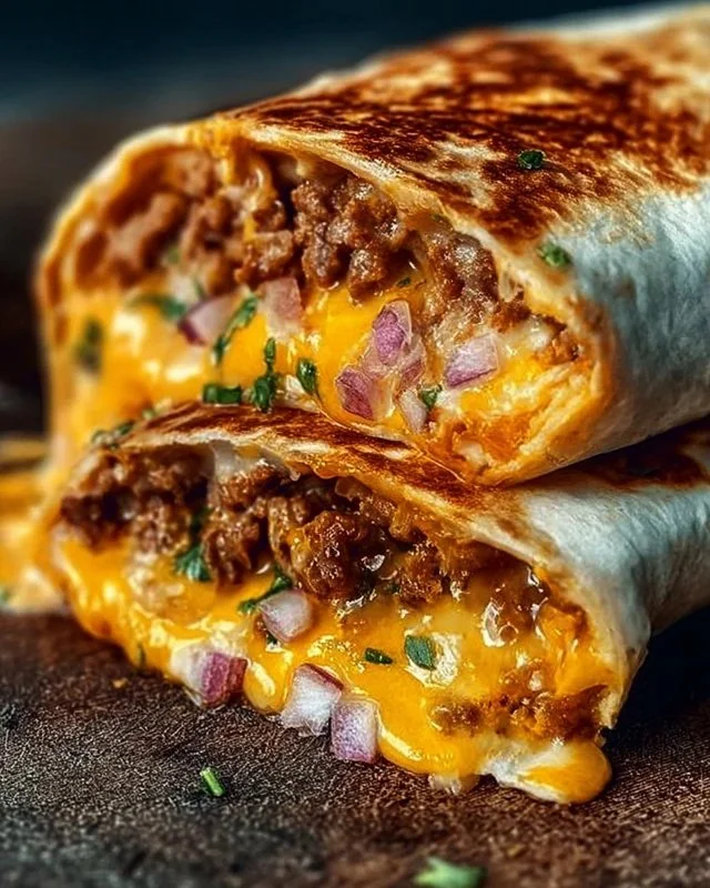 Delicious grilled cheese burrito with melted cheese and crispy edges
