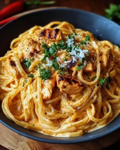 Delicious Cowboy Butter Chicken Linguine dish served in a bowl