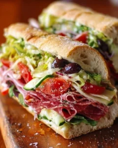 Delicious Italian Grinder Salad Sandwich made with fresh ingredients and savory flavors