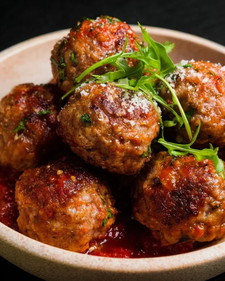 Homemade Italian meatballs served with marinara sauce and spaghetti