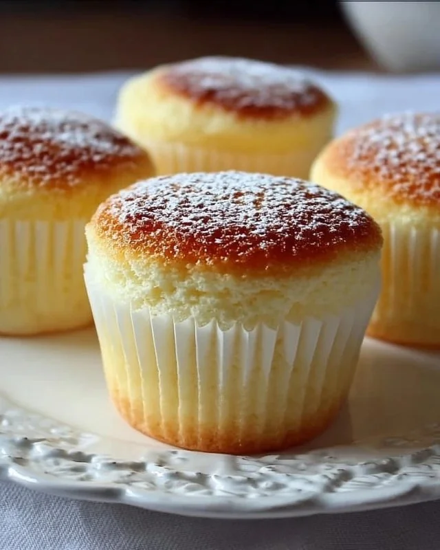Japanese cotton cheesecake cupcakes with a fluffy texture and creamy topping