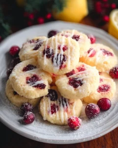 Freshly baked Lemon Cranberry Cookies with zesty lemon and tart cranberries