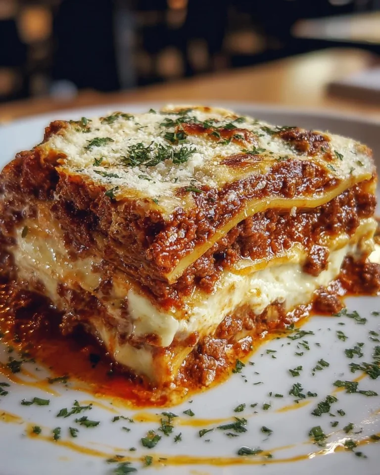 Delicious Million Dollar Italian Lasagna served with herbs and cheese.