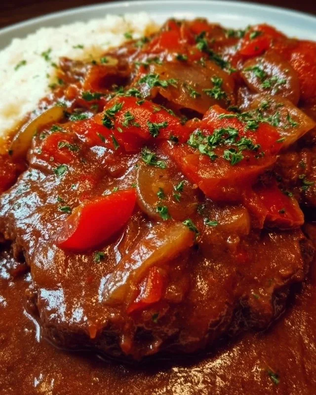 Delicious Old-Fashioned Swiss Steak served with vegetables and gravy