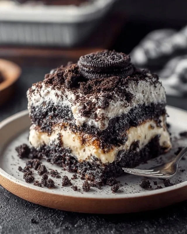 Delicious Oreo dump cake made with just 5 ingredients for a quick dessert.