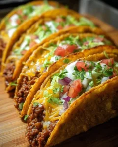 Crispy oven-baked cheesy tacos loaded with toppings