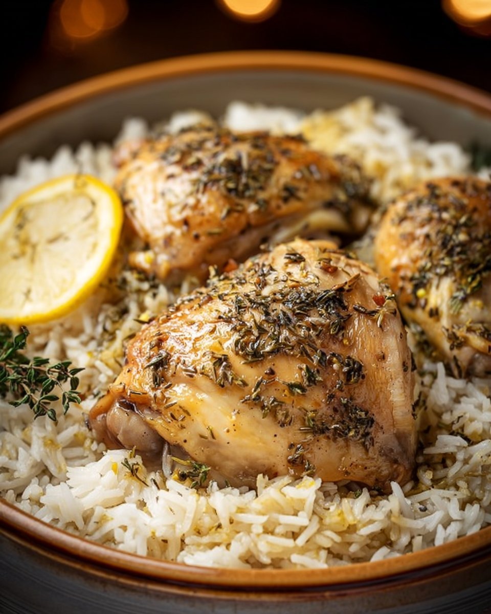 Slow Cooker Lemon Herb Chicken with Fluffy Rice