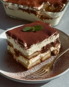 Protein-packed tiramisu dessert with layers of coffee and creamy filling