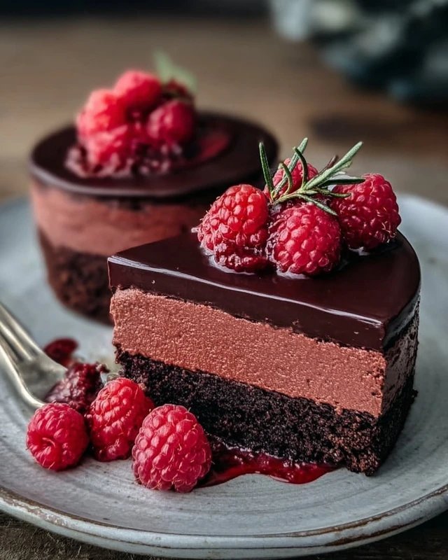 Dark Chocolate Raspberry Mousse Cake