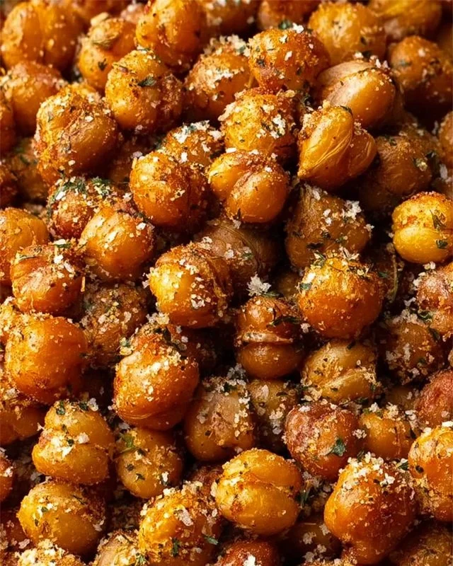 Bowl of Ranch Flavored Crispy Roasted Chickpeas seasoned to perfection
