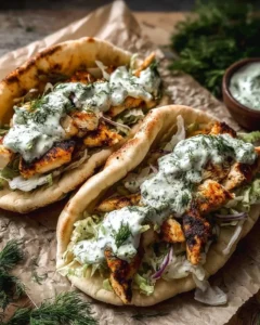 Sheet Pan Chicken Pitas served with Herby Ranch dressing