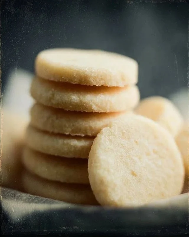 Homemade shortbread cookies on a decorative plate