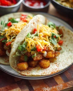 Delicious spicy potato soft taco wrapped in a tortilla