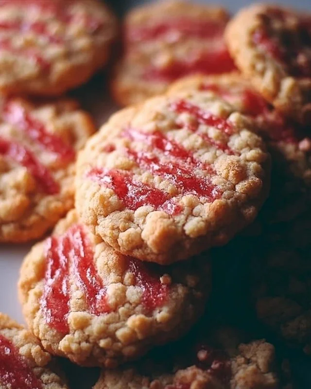 Delicious homemade Strawberry Crunch Cookies topped with strawberry dust.