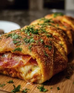 Delicious Stromboli stuffed bread with savory fillings