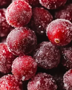 Bowl of sugared cranberries garnished for holiday desserts