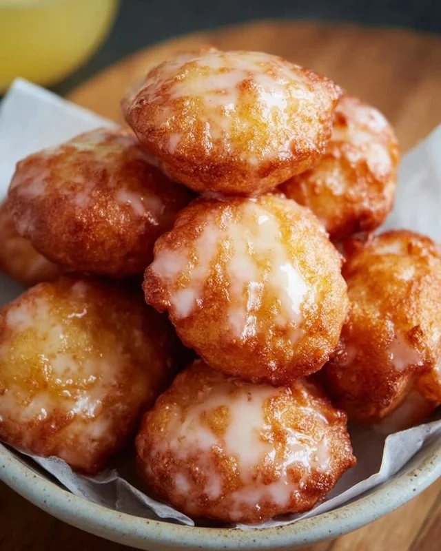 Delicious air fryer apple fritters served on a plate with icing sugar