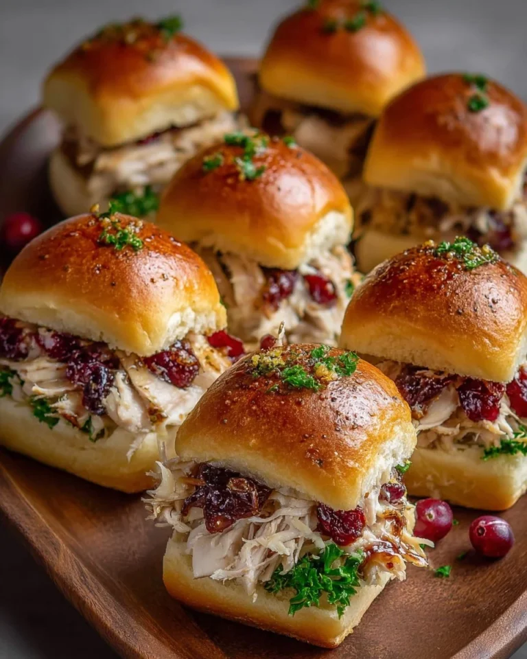 Thanksgiving turkey sliders with cranberry sauce on a platter.