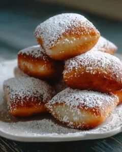 Freshly made Vanilla French Beignets dusted with powdered sugar