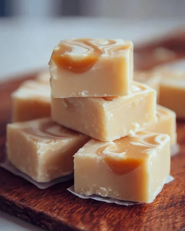 Delicious white chocolate caramel fudge topped with a rich layer of caramel