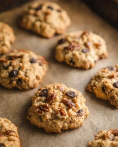 Delicious almond flour cookies on a baking sheet, freshly baked and gluten-free.