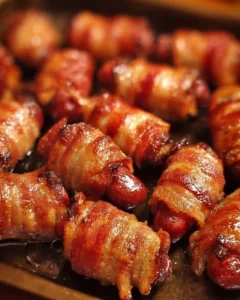 Bacon-Wrapped Little Smokies served on a platter at a party