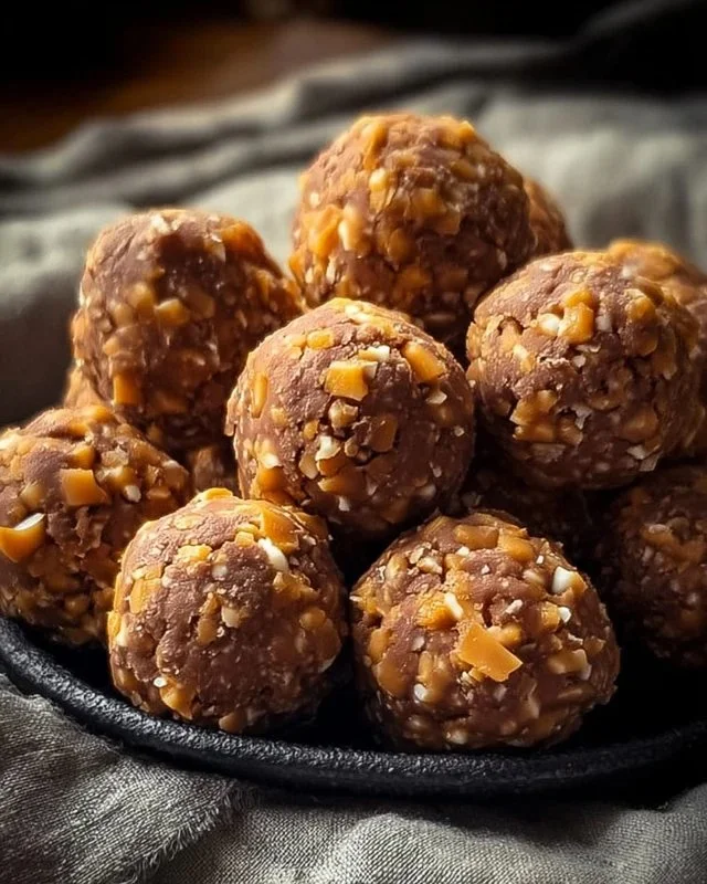 Delicious Butterfinger Bliss Balls on a white plate