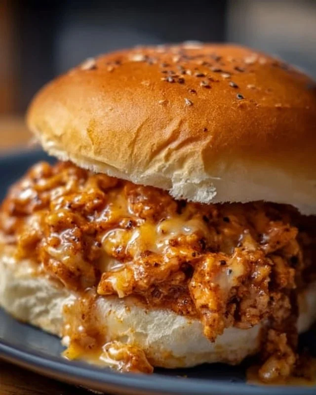 Delicious Cajun Chicken Sloppy Joes served on a plate