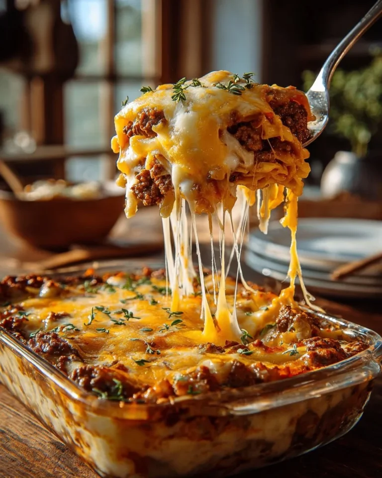 Hearty Cattle Drive Casserole served in a rustic dish, perfect for family meals.