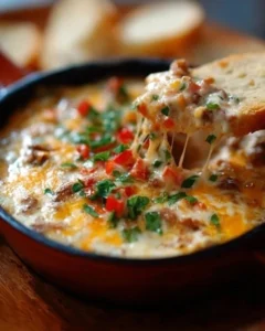 Delicious Cheesy Bean Dip served in a bowl with tortilla chips