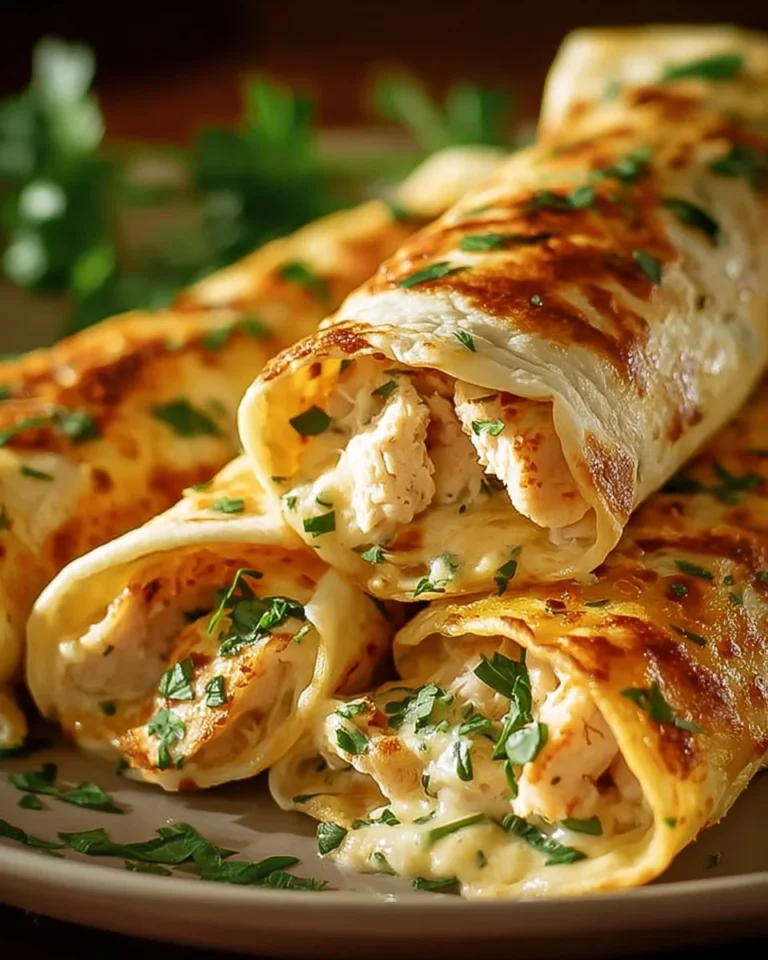 Delicious cheesy chicken garlic wraps ready to be enjoyed